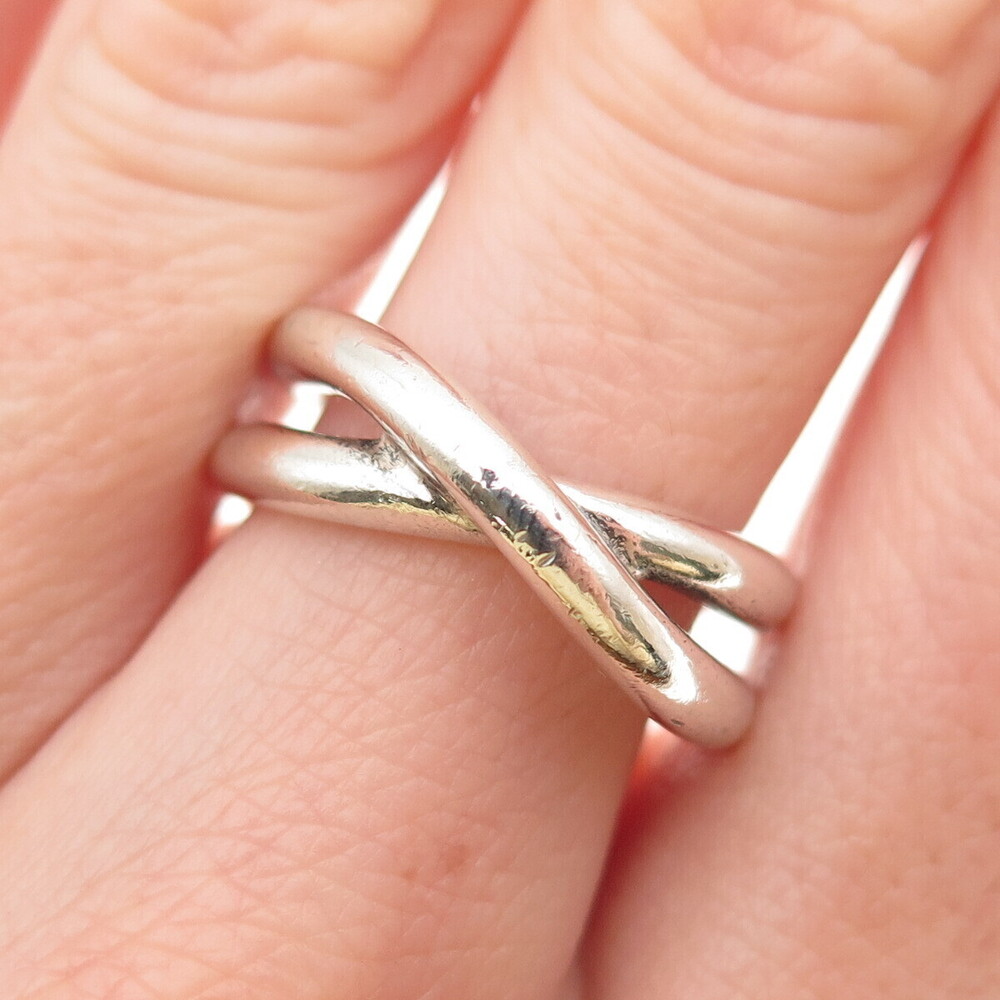 Tiffany & Co. 925 Sterling Silver Vintage Crisscross Ring Size 6.5